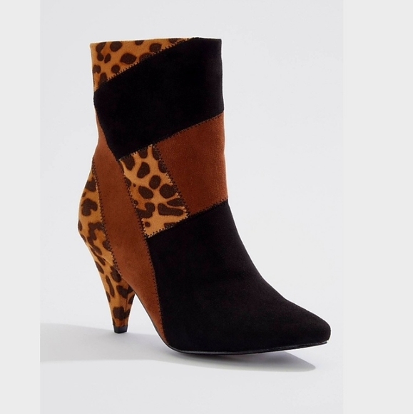 Shoes - Animal-print Patchwork Ankle Boots